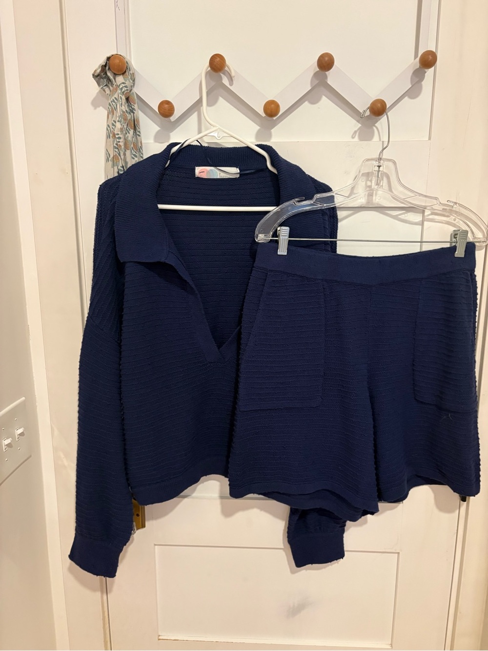 NWOT Carter Set Free People Beach Navy Long-Sleeve Knit Top and Knit Shorts